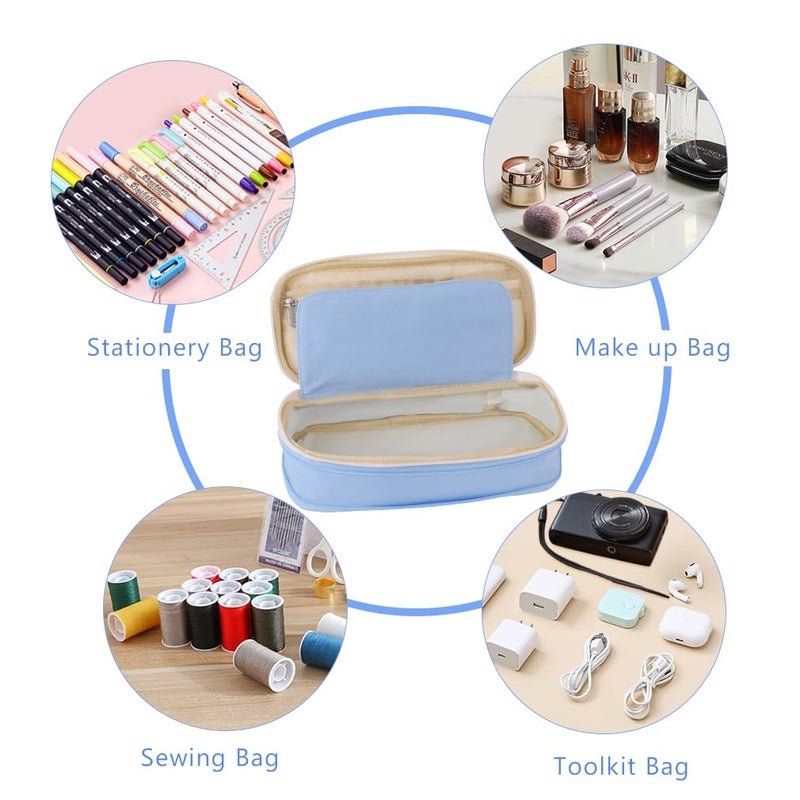 iSuperb Foldable Pencil Case Zipper Big Capacity Aesthetic Canvas Pencil Pouch Compartments Stationery Organizers Pen Bag for Kids Girls Boys Teen Child Student School Supplies Makeup Bags - Image 4